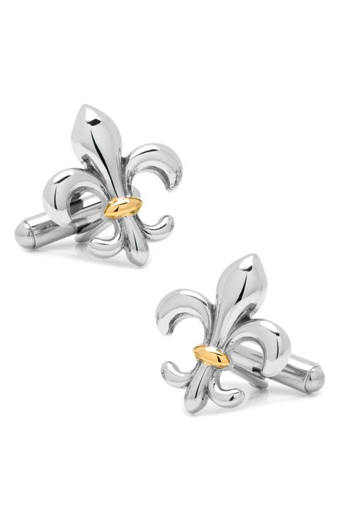 Two-Tone Fleur De Lis Cuff Links