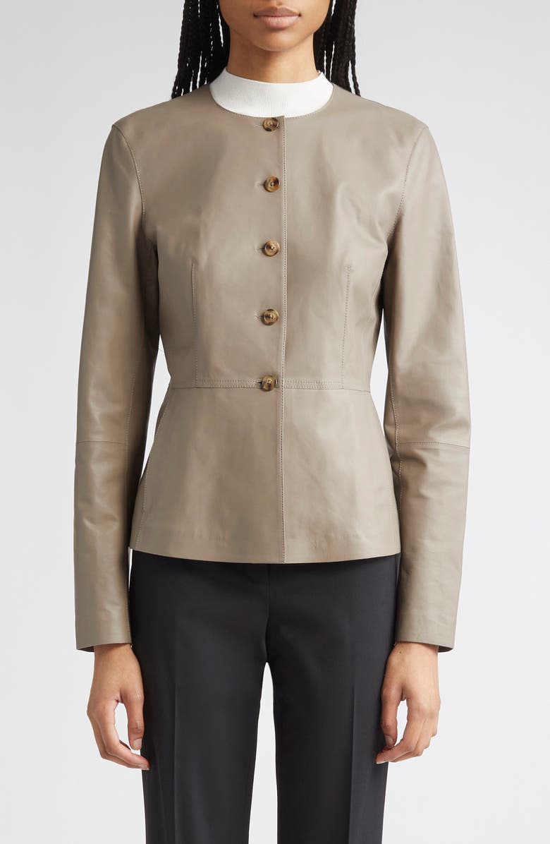 Lafayette 148 New York Fitted Waist Collarless Jacket, Main, color, 