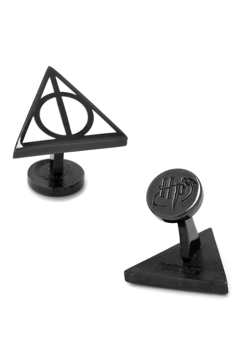 Harry Potter Deathly Hallows Cuff Links, Main, color, BLACK
