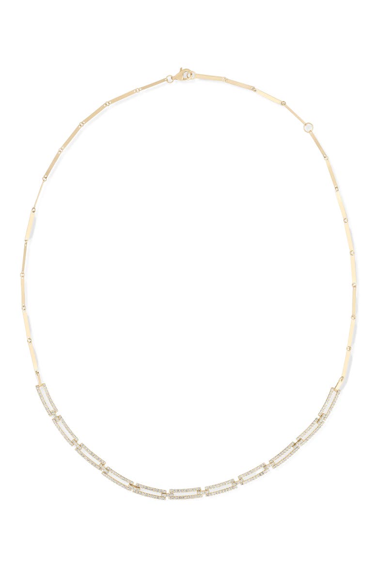 14K Gold Diamond Pavé Skinny Tag Link Moveable Necklace, Main, color, YELLOW GOLD