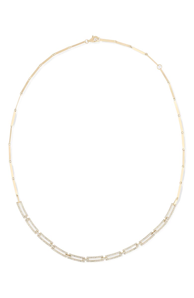 LANA 14K Gold Diamond Pavé Skinny Tag Link Moveable Necklace, Main, color, Yellow Gold