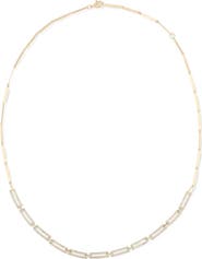LANA 14K Gold Diamond Pavé Skinny Tag Link Moveable Necklace