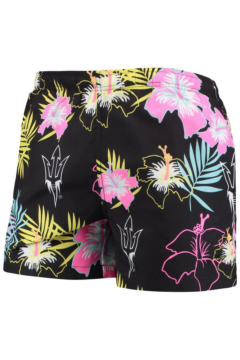 Men's FOCO Black Arizona State Sun Devils Neon Floral Swim Trunks, Alternate, color, Black