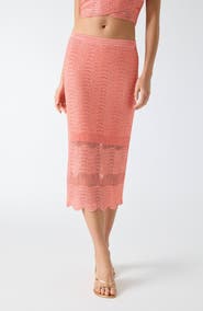 GUESS Pointelle Stitch Sequin Midi Skirt