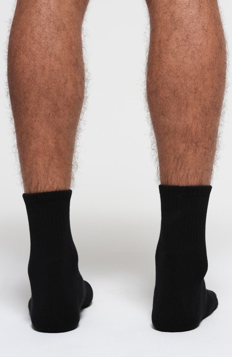 SKIMS 3-Pack Quarter Crew Socks, Alternate, color, Onyx