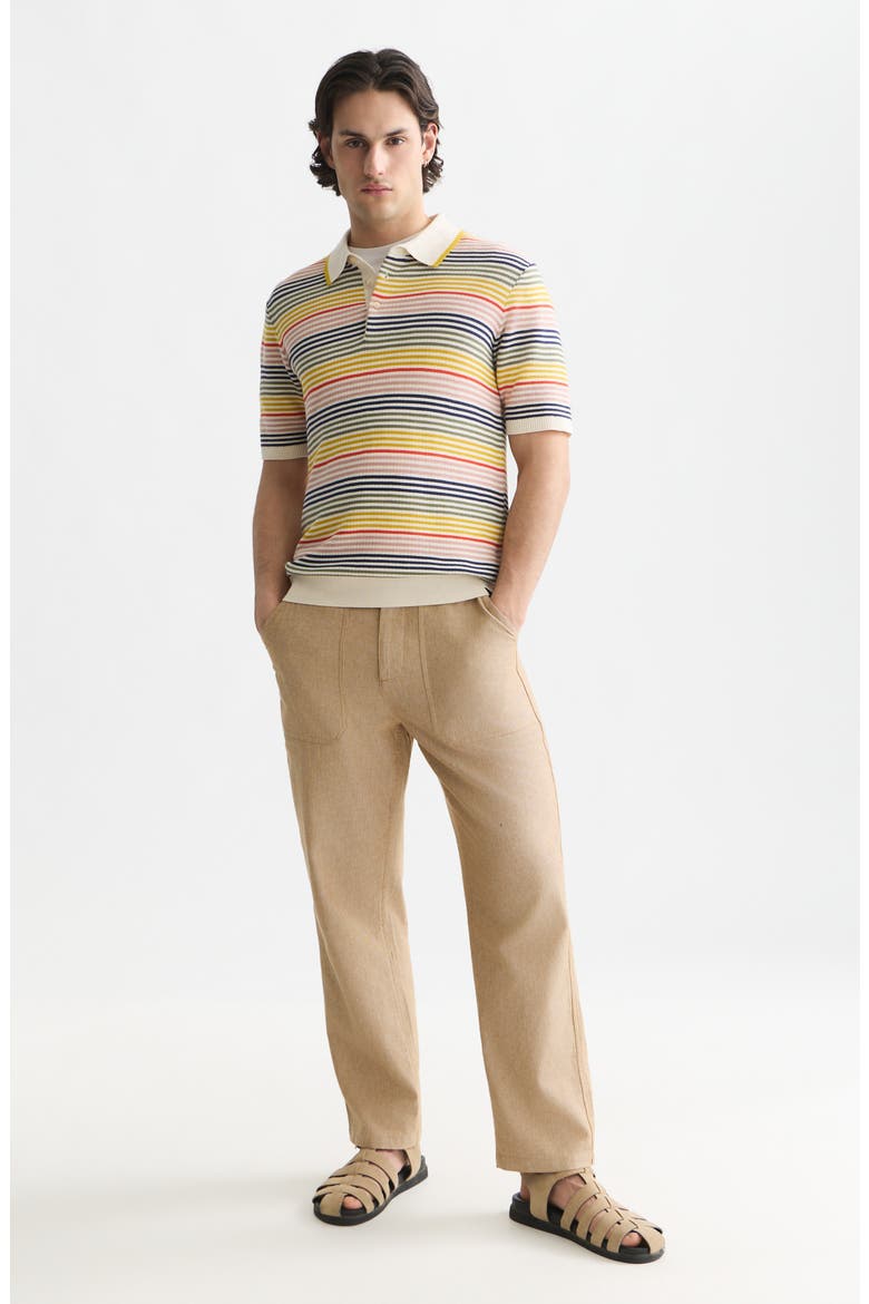 Tonal Stripe Cotton Polo Sweater, Alternate, color, YELLOW MULTI STRIPE