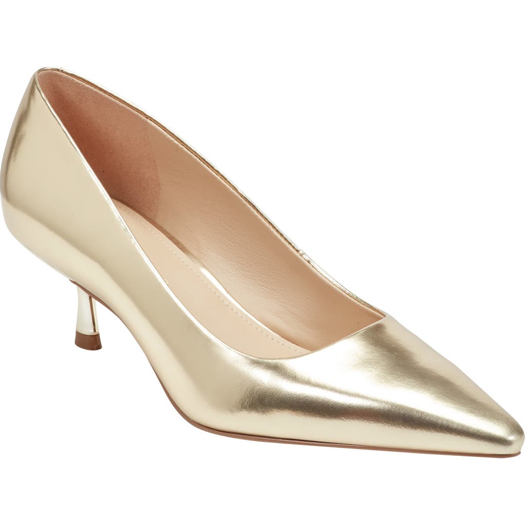 Marc Fisher Ltd Calynna Pointed Toe Kitten Heel Pump In Gold