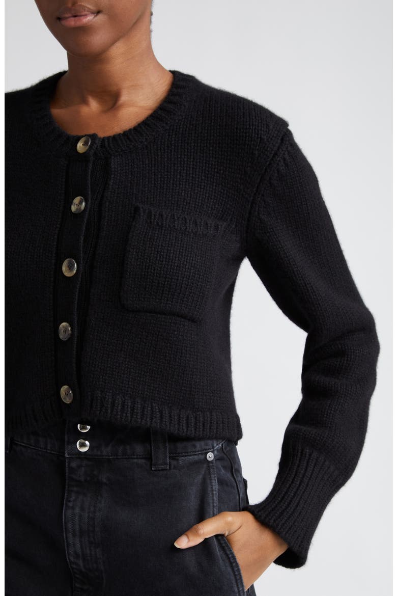 Lavan Cashmere Crop Cardigan, Alternate, color, BLACK