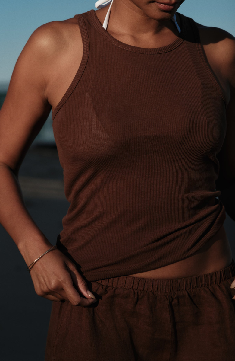 CALIFORNIA INCLINE Ribbed Tank, Alternate, color, Rich Umber