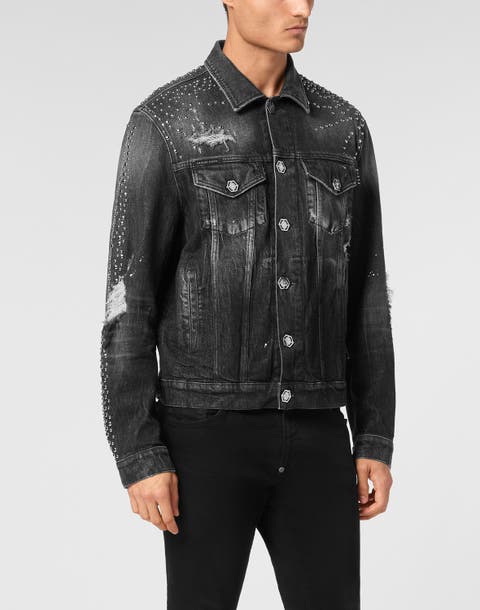 Denim Trucker Jacket Ls Studs Men