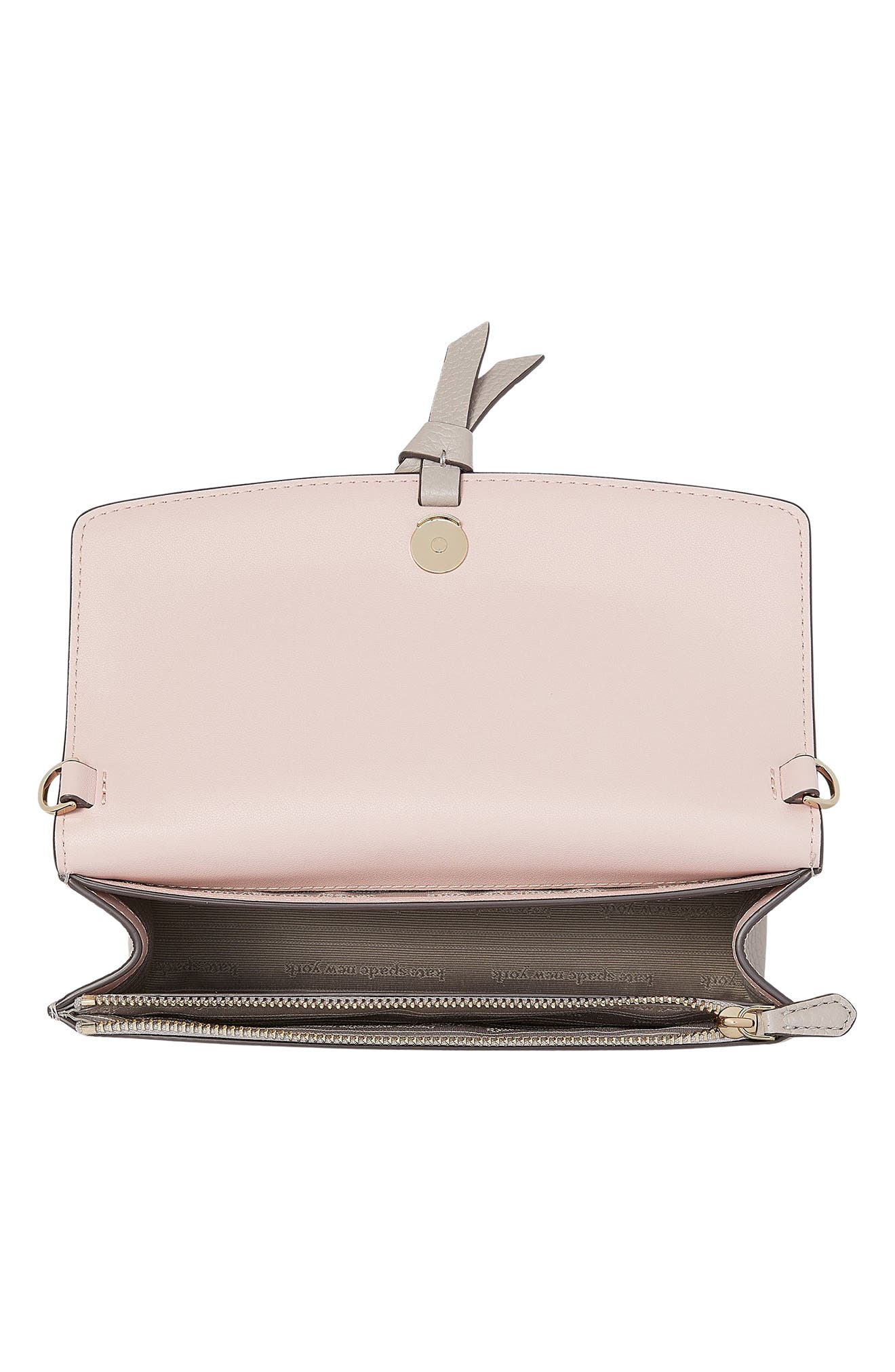 knott pebbled leather flap crossbody bag, Alternate, color, WARM TAUPE.