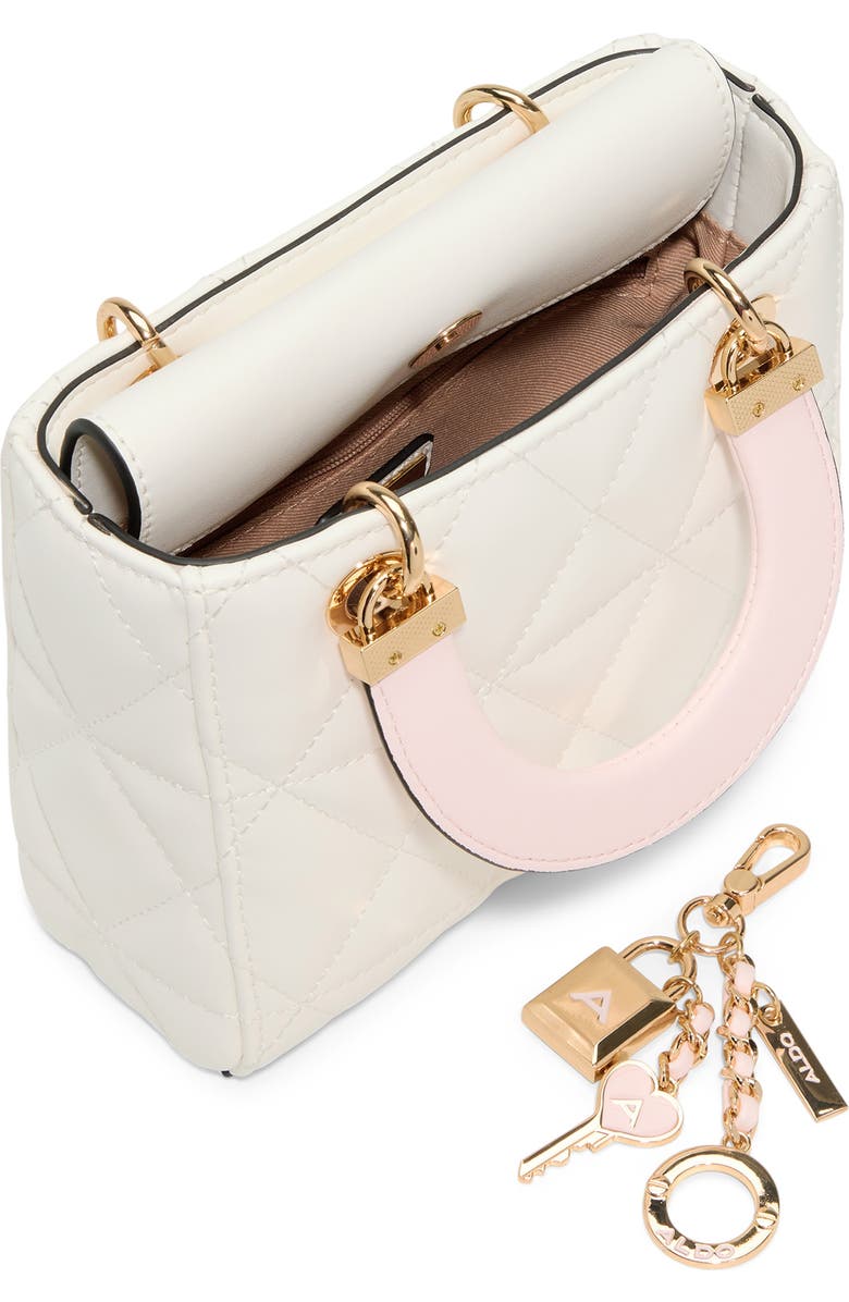 ALDO Florensee Quilted Faux Leather Top Handle Bag, Alternate, color,