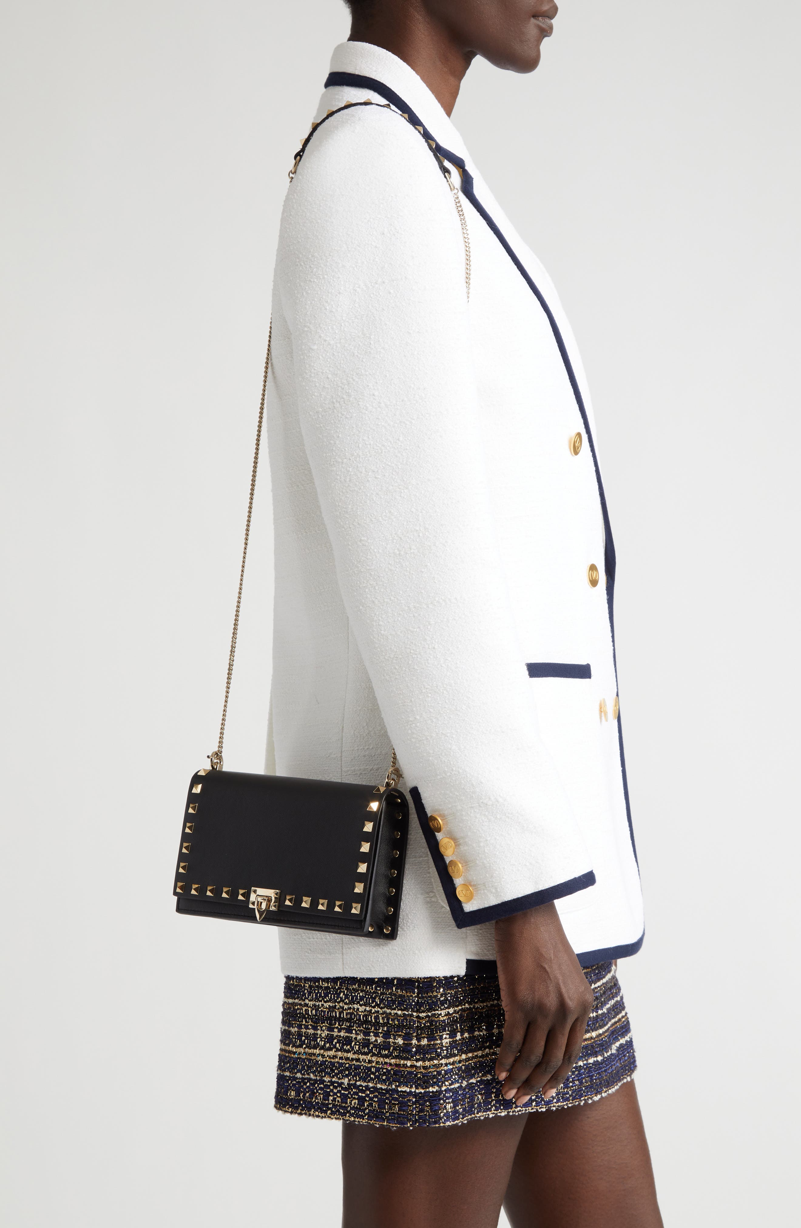 Valentino Garavani Rockstud Leather Crossbody Bag, Alternate, color, 