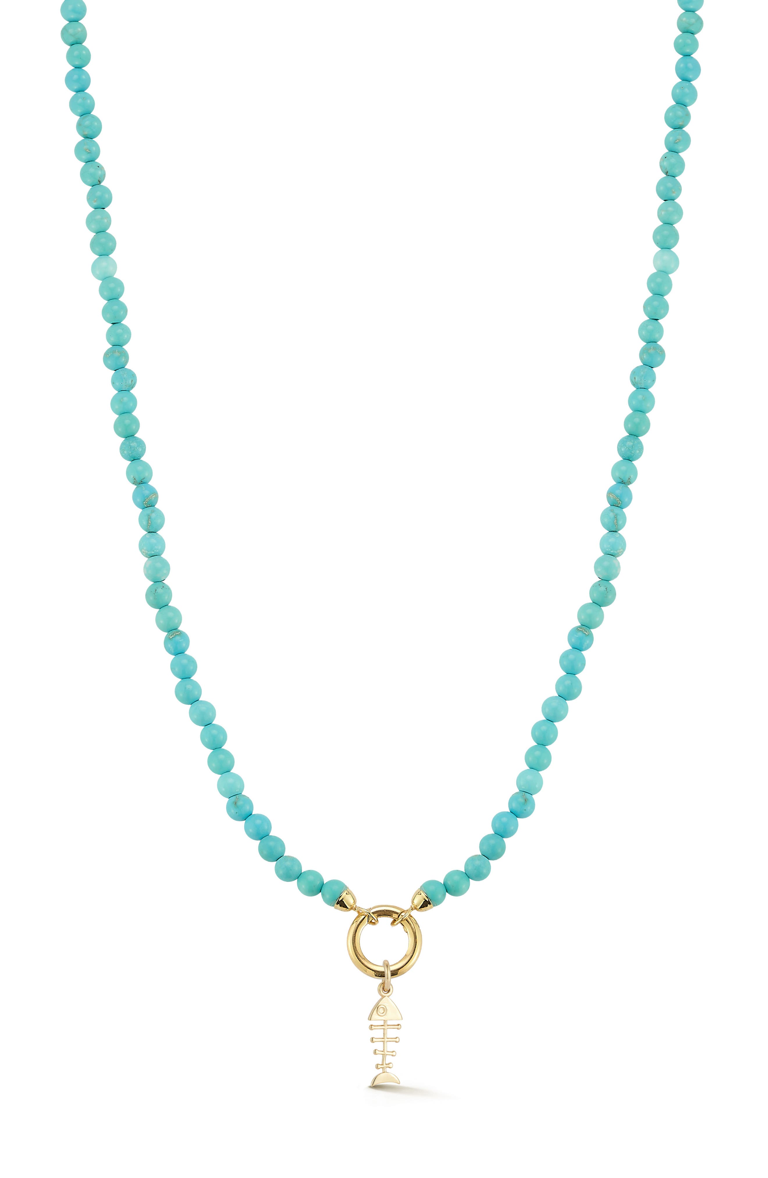 Ember Fine Jewelry Turquoise Beaded Fishbone Pendant Necklace