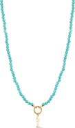 Ember Fine Jewelry Turquoise Beaded Fishbone Pendant Necklace