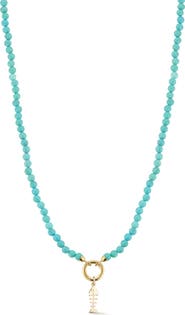 Ember Fine Jewelry Turquoise Beaded Fishbone Pendant Necklace