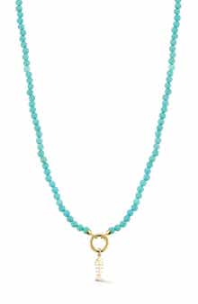 Ember Fine Jewelry Turquoise Beaded Fishbone Pendant Necklace