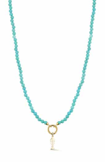 Ember Fine Jewelry Turquoise Beaded Fishbone Pendant Necklace