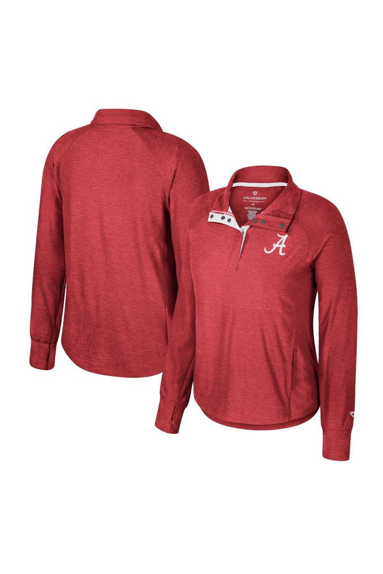 Women's Colosseum Crimson Alabama Crimson Tide Cressida Raglan Half-Snap Top, Alternate, color, Crimson