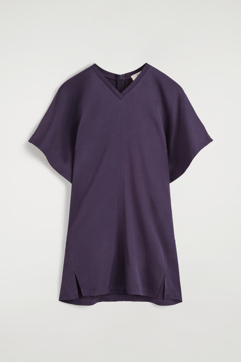 Draped Crepe V-Neck Top, Alternate, color, DARK PURPLE