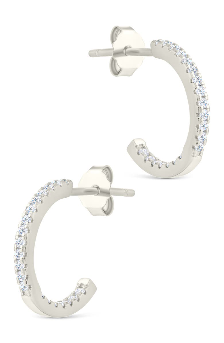 Sterling Forever Thin Cubic Zirconia Hoop Earrings, Alternate, color, Silver