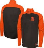 New Era Men's New Era Brown Cleveland Browns Combine Authentic O-Line Raglan Half-Zip Jacket