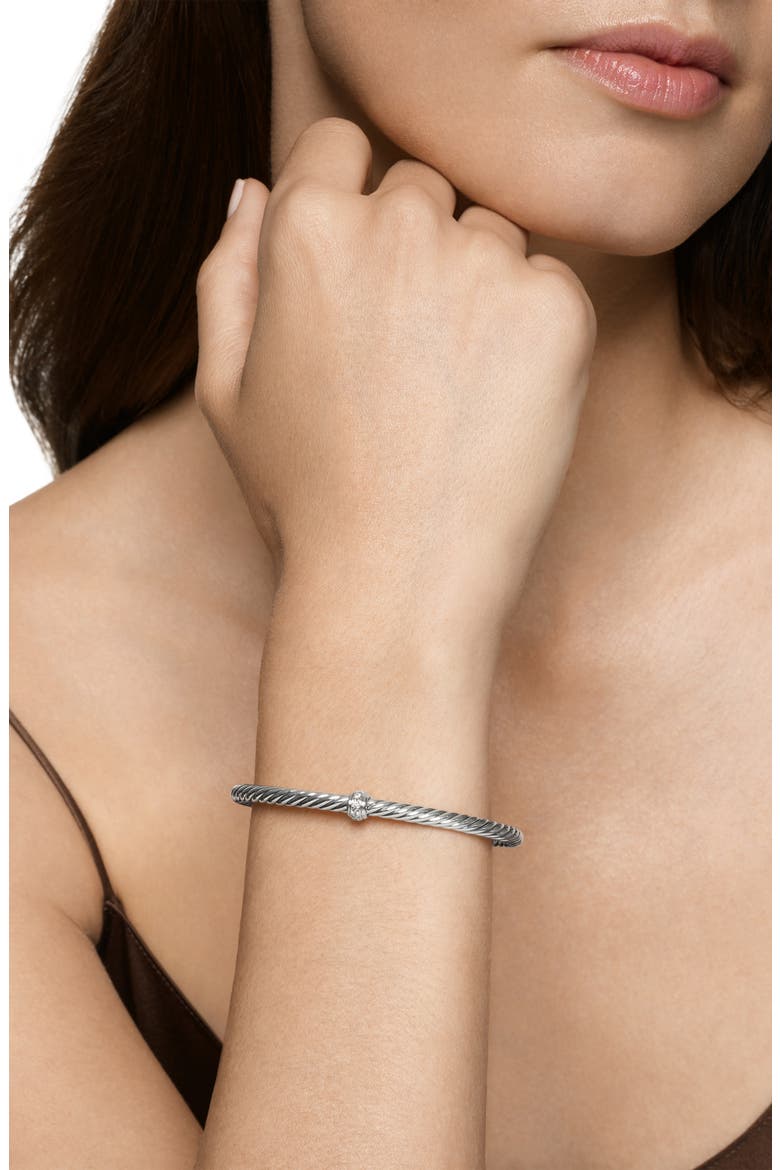 Cable Flex Station Bracelet in Sterling Silver with Diamonds, 4mm, Alternate, color, DIAMOND
