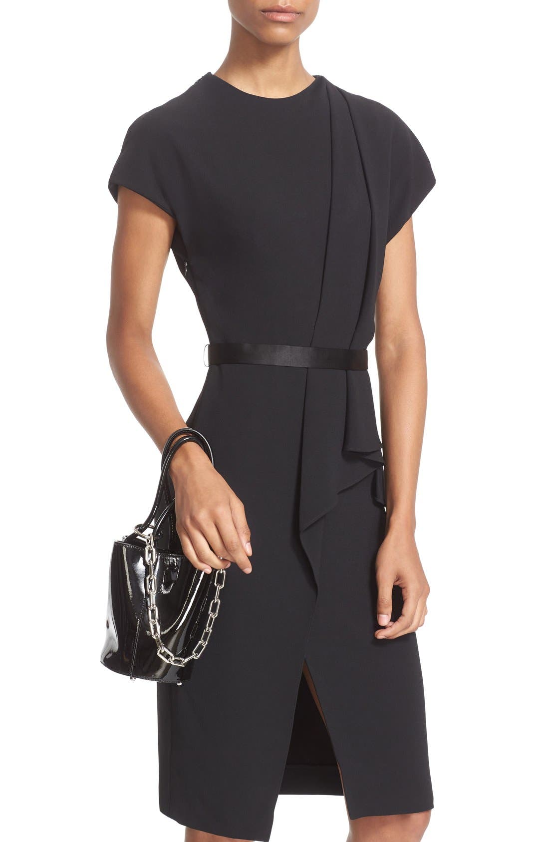 Mini Roxy Patent Leather Bucket Bag, Alternate, color, BLACK