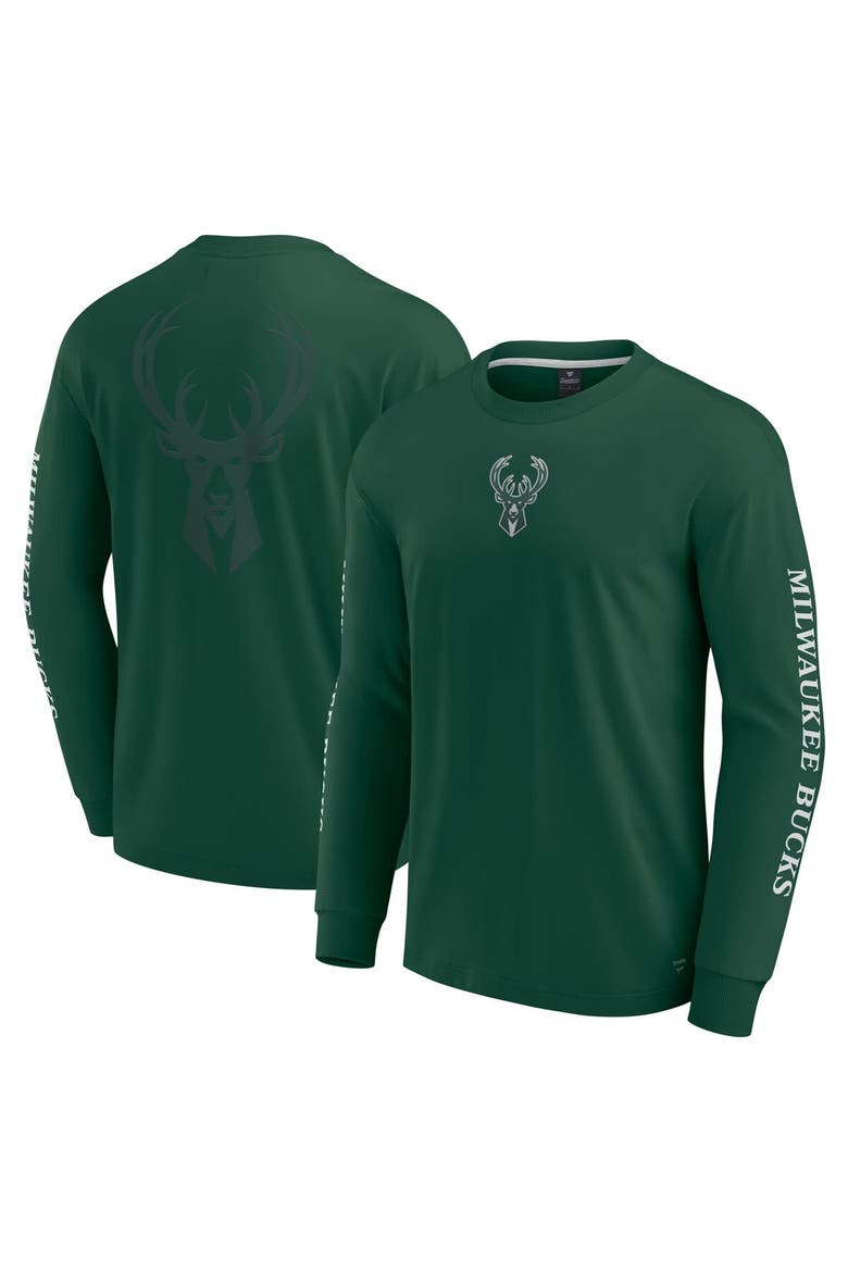 Men's Fanatics Hunter Green Milwaukee Bucks Elements Strive Long Sleeve T-Shirt, Main, color, Hunter Green