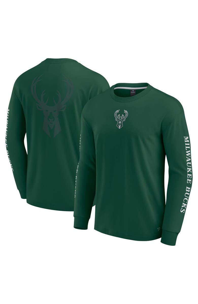 FANATICS Men's Fanatics Hunter Green Milwaukee Bucks Elements Strive Long Sleeve T-Shirt, Main, color, Hunter Green