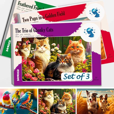 3x35 Pcs Dementia Activities for Adults - Jigsaw Puzzle Sets for Seniors