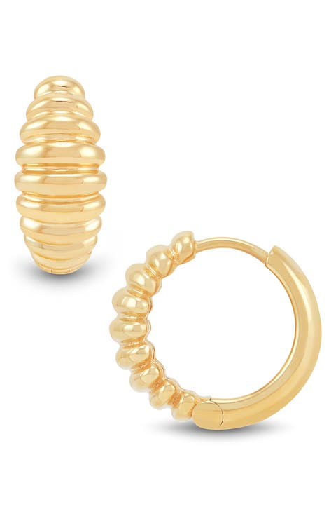 Ribbed Huggie Hoop Earrings