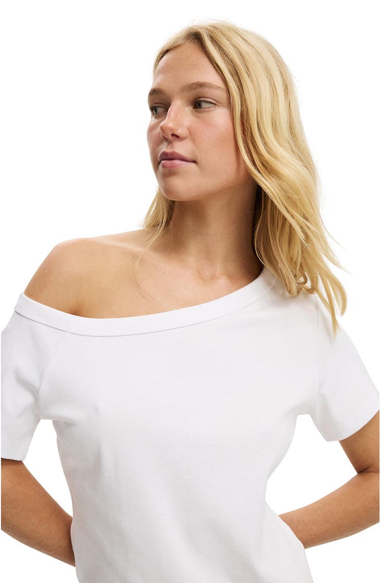 Cotton On Women's Arlie Asymmetric Short Sleeve, Alternate, color, White