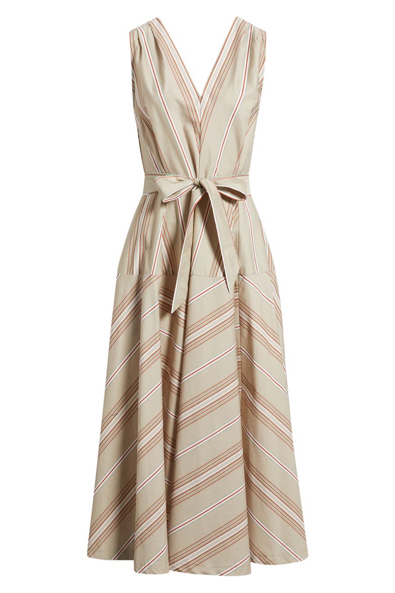 Directional Mixed Stripe Cotton Dress, Alternate, color, TAUPE
