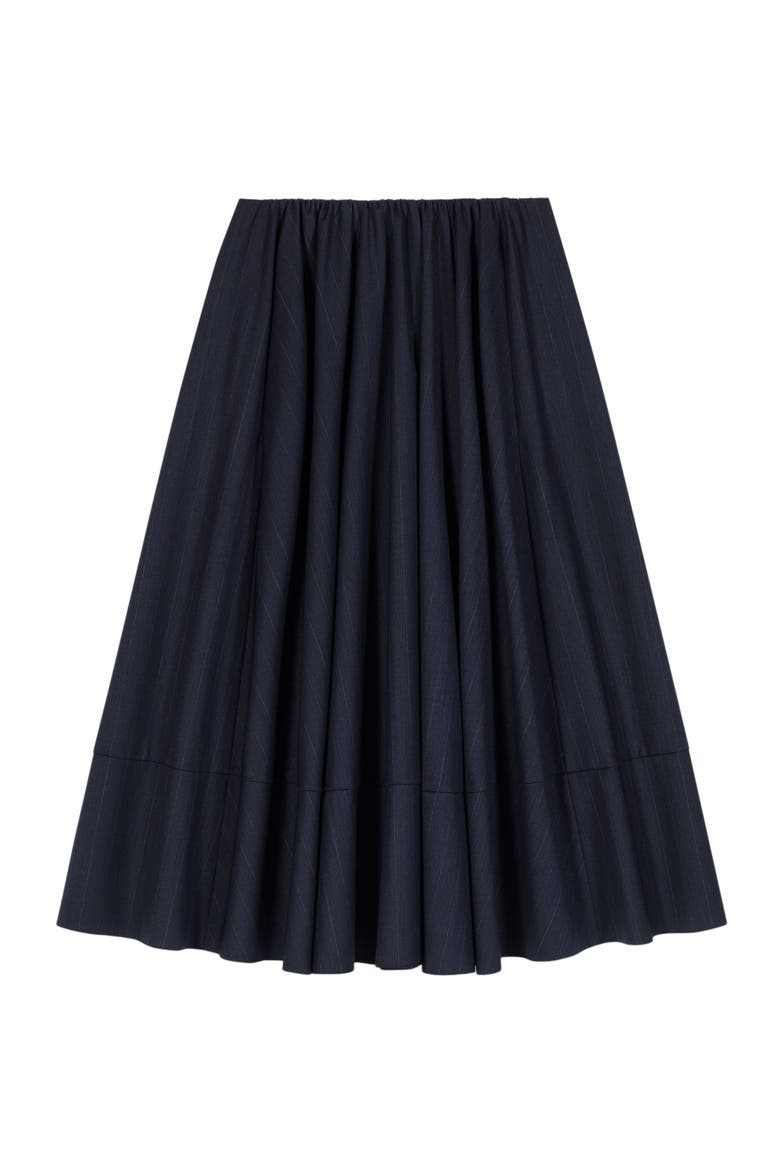 Striped tailored midi skirt, Alternate, color, Navy