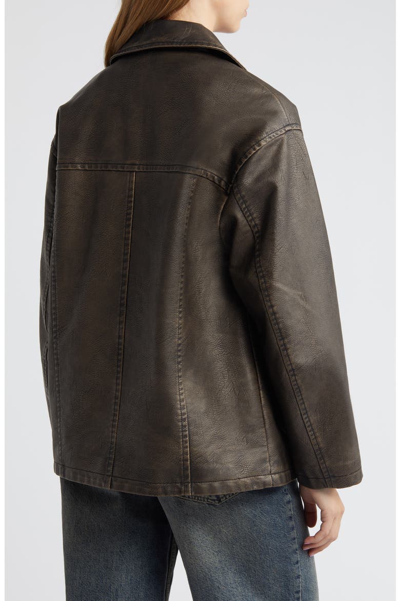 Faux Leather Aviator Jacket, Alternate, color, CHOC