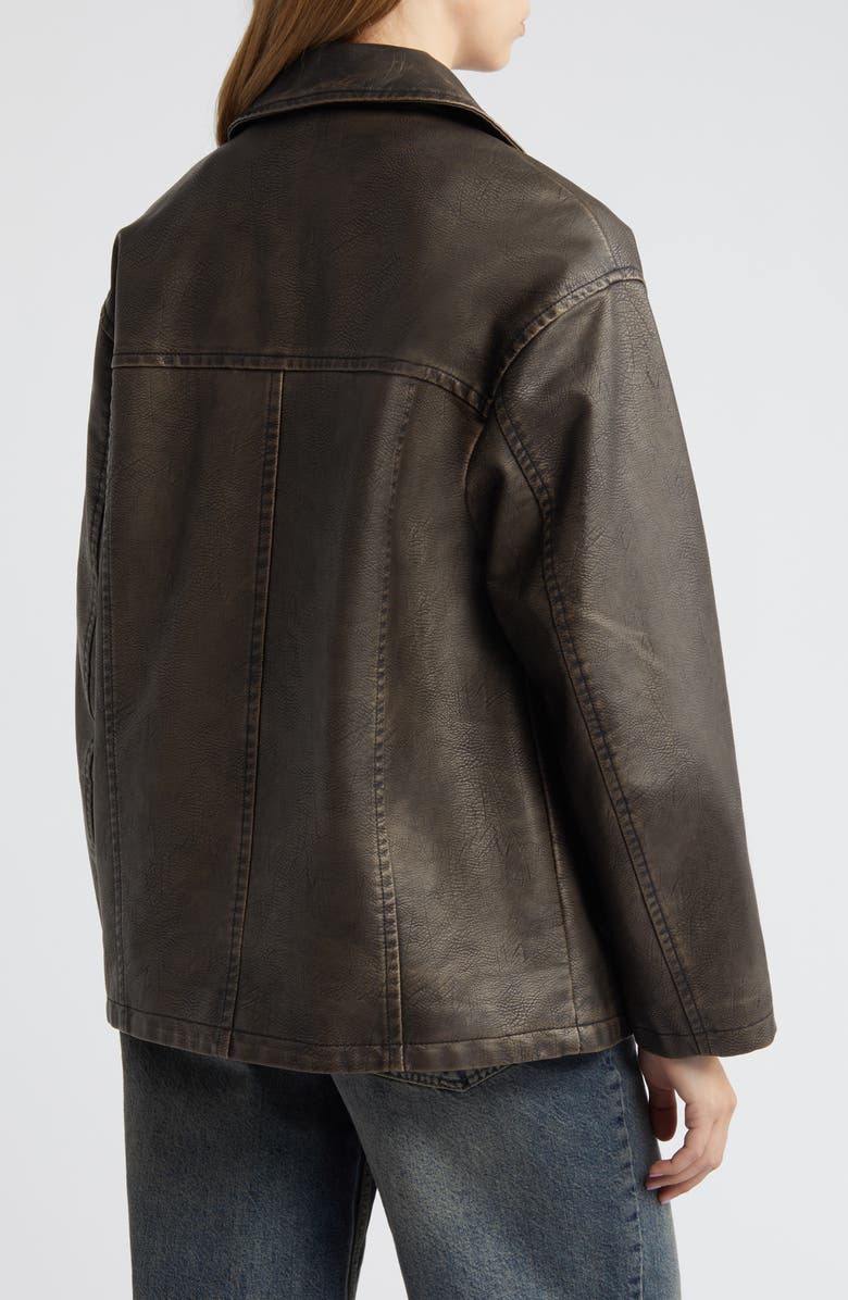 BDG Urban Outfitters Faux Leather Aviator Jacket, Alternate, color, Choc