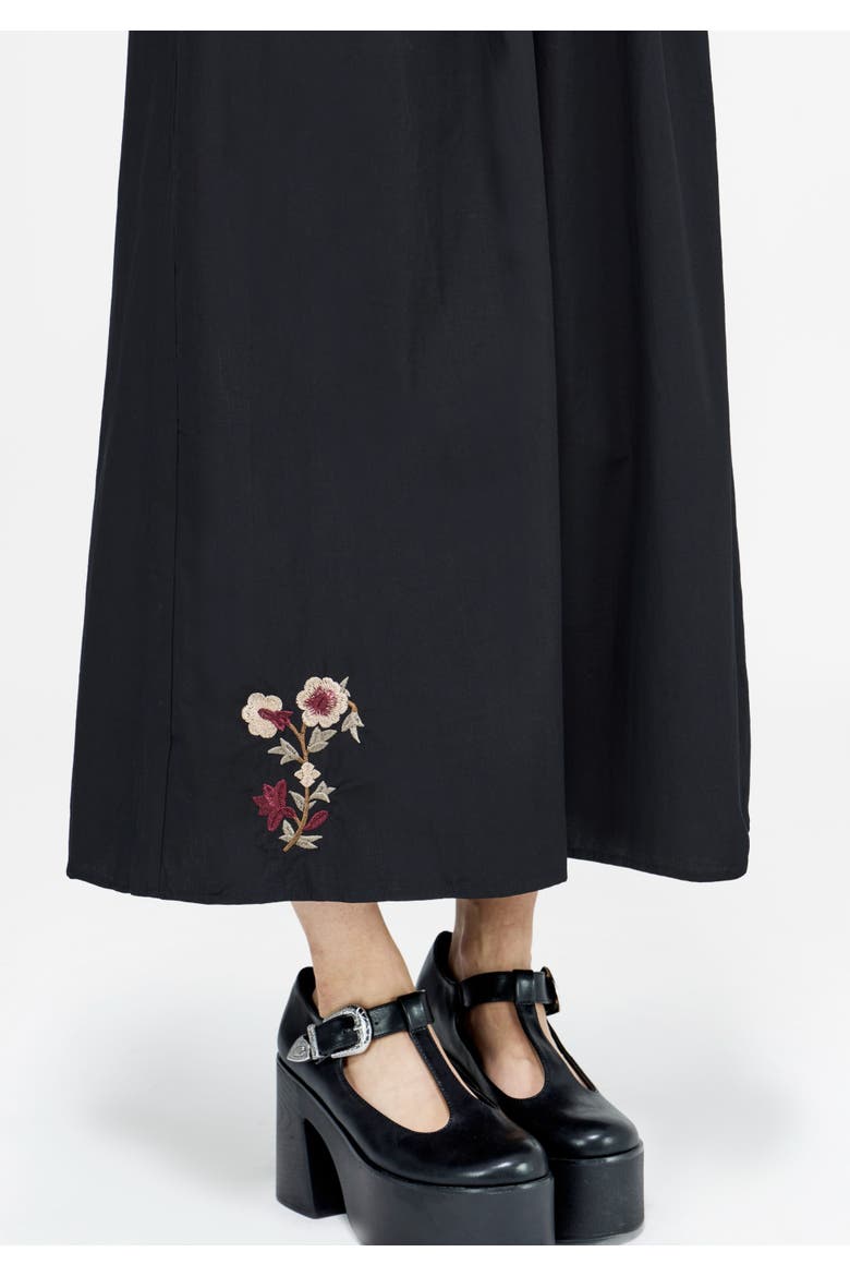Arianwen Embroidered Midaxi Dress, Alternate, color, Black