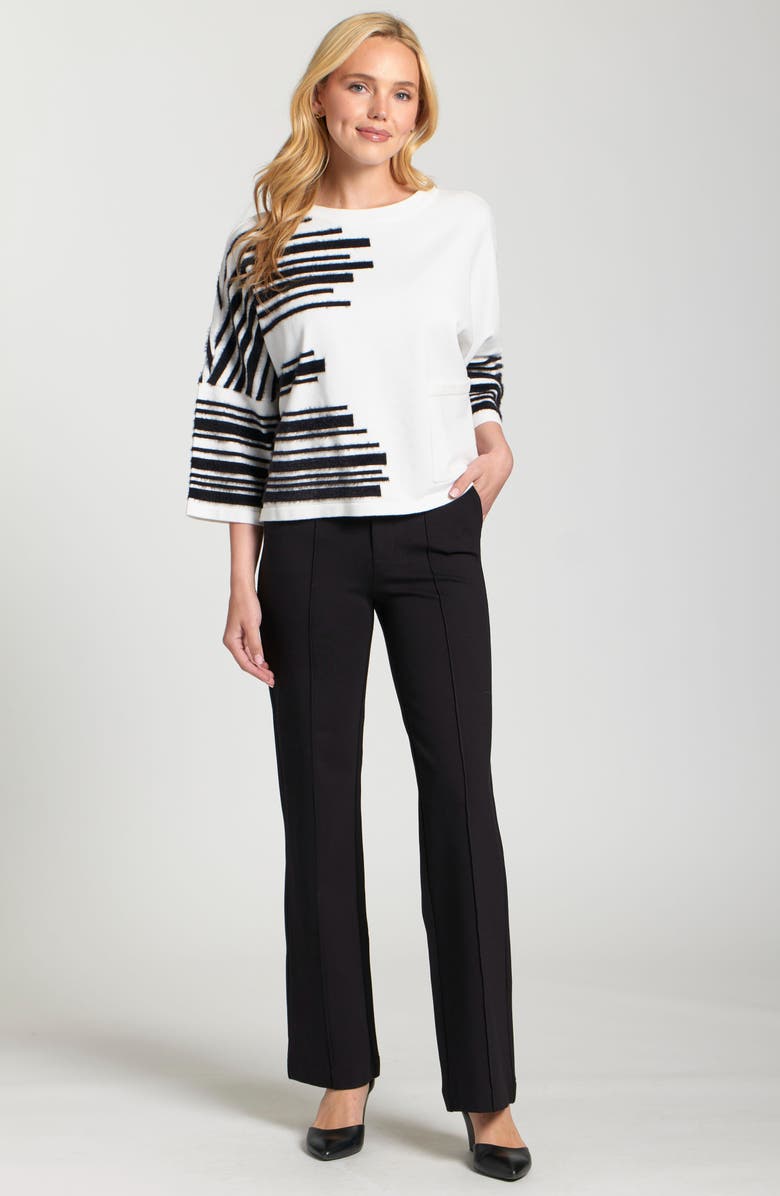 APNY Fuzzy Stripe Relaxed Fit Sweater, Alternate, color, Off White/ Black