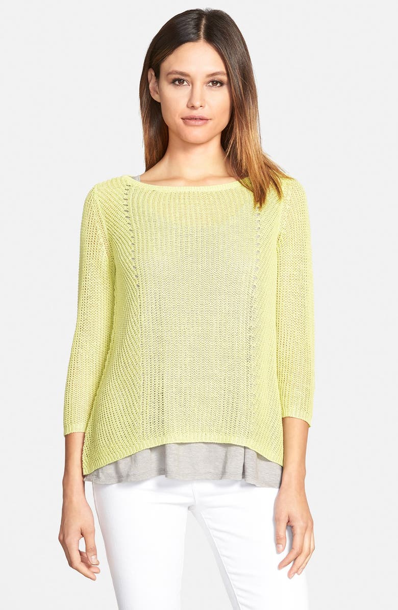 Eileen Fisher Organic Linen Bateau Neck Sweater, Main, color, 