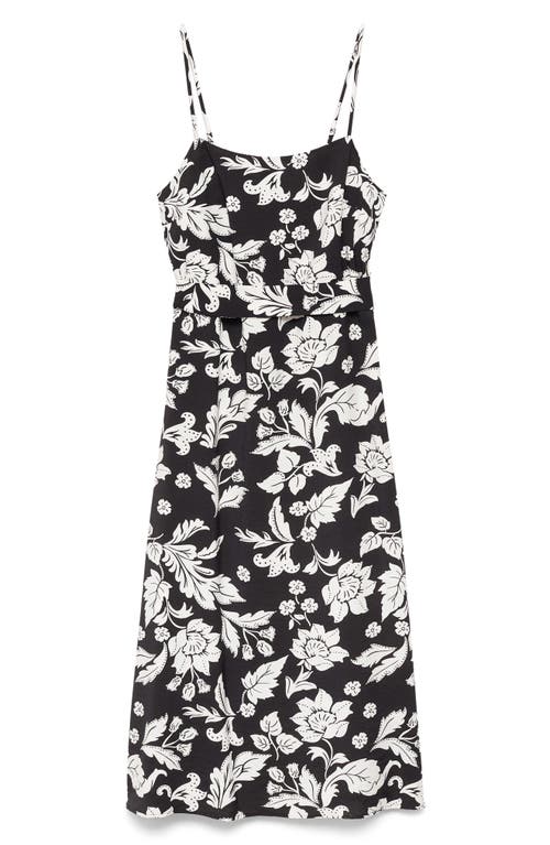 Mango Frill Print Belted Cotton Sundress In Black