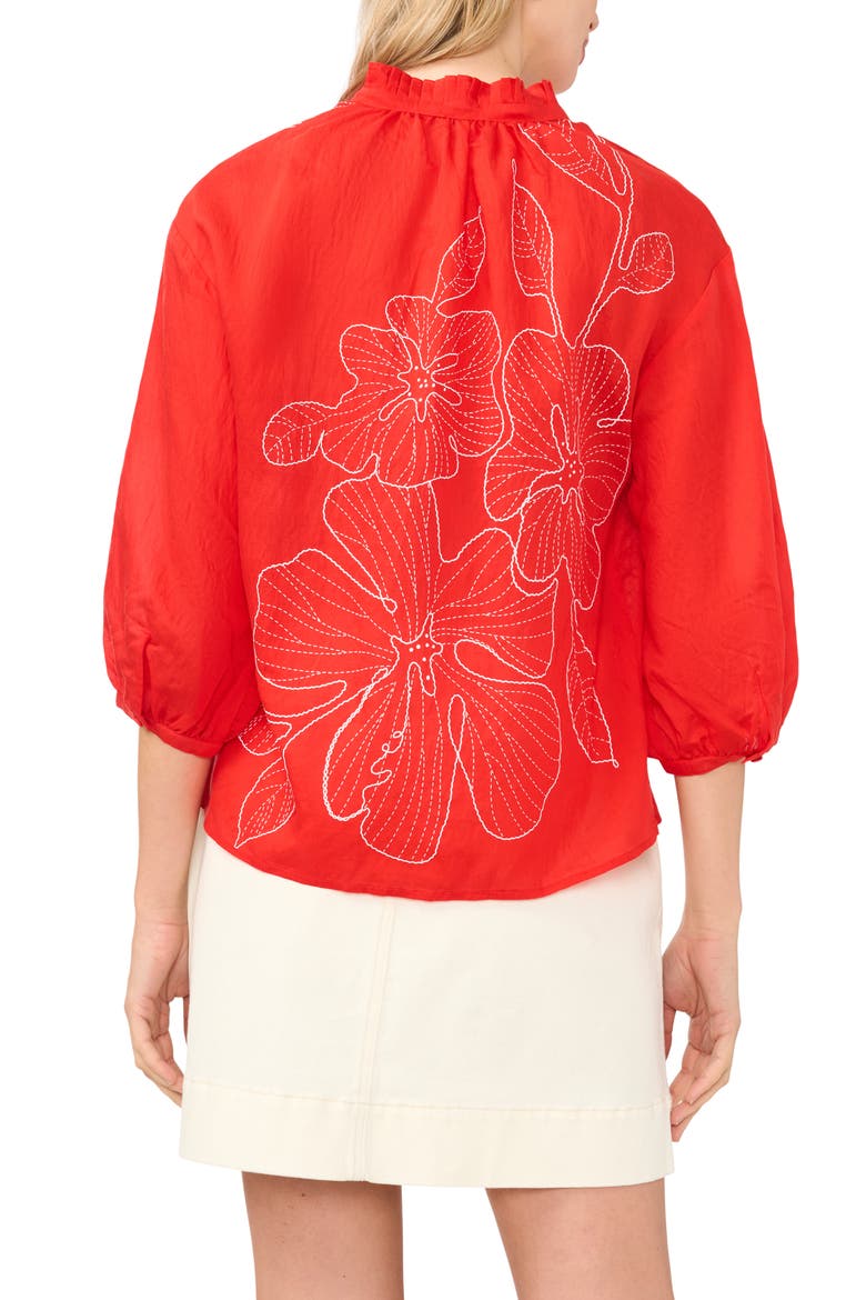 Embroidered Top, Alternate, color, LOBSTER RED