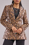 AZALEA WANG Femme Leopard Print Woven Blazer