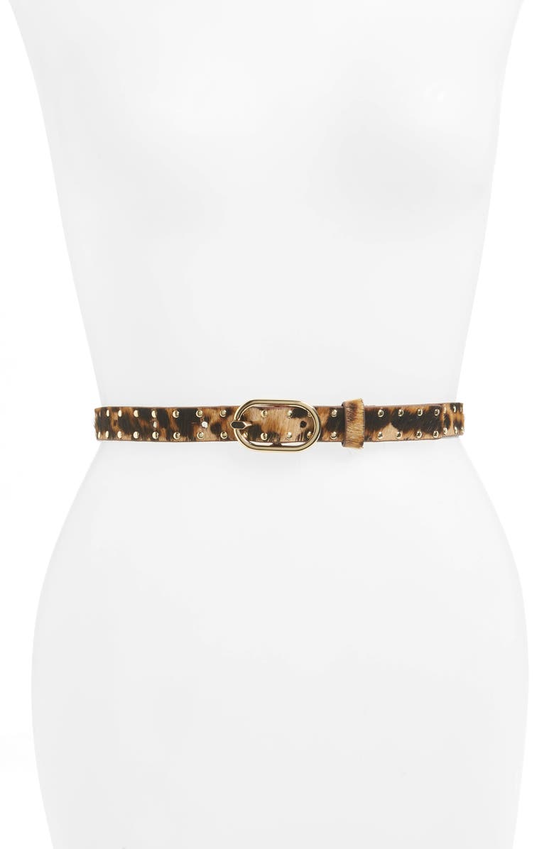 FRAME Small Spotted Genuine Calf Hair Belt, Main, color, 