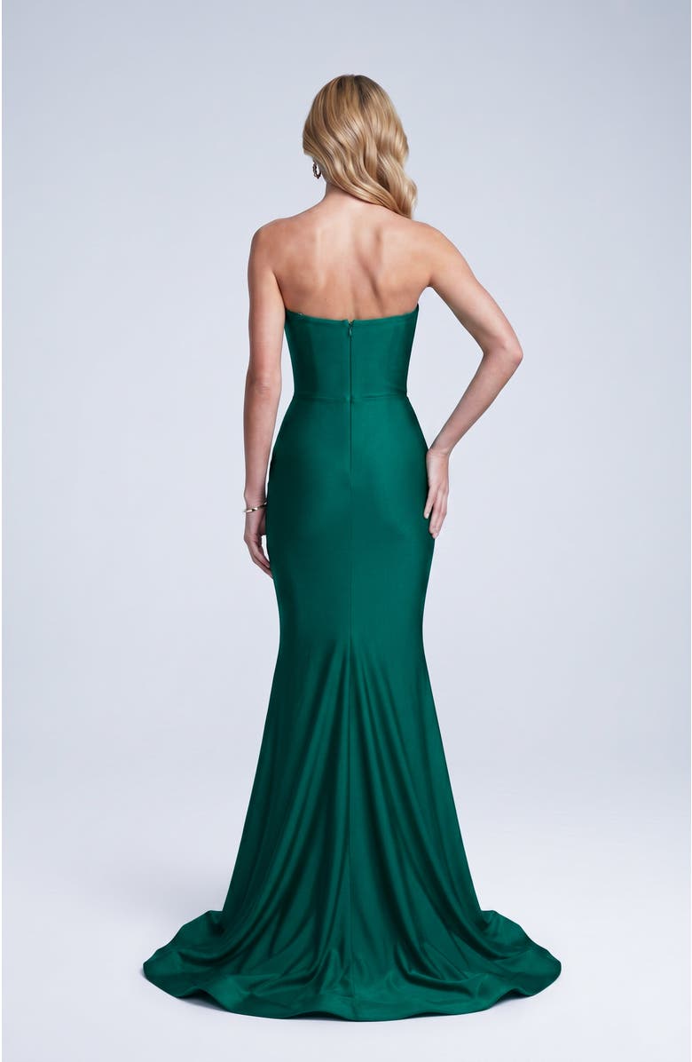 Jessica Angel Strapless Layered Tulip Bodice Mermaid Evening Gown, Alternate, color, Black