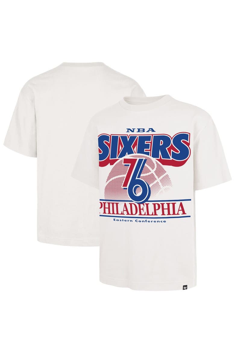 Men's '47  White Philadelphia 76ers City Edition Shifty Foundation T-Shirt, Main, color, White