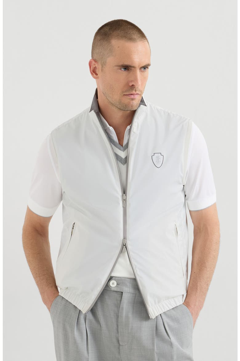 Bonded nylon reversible vest with logo, Main, color, Off-White