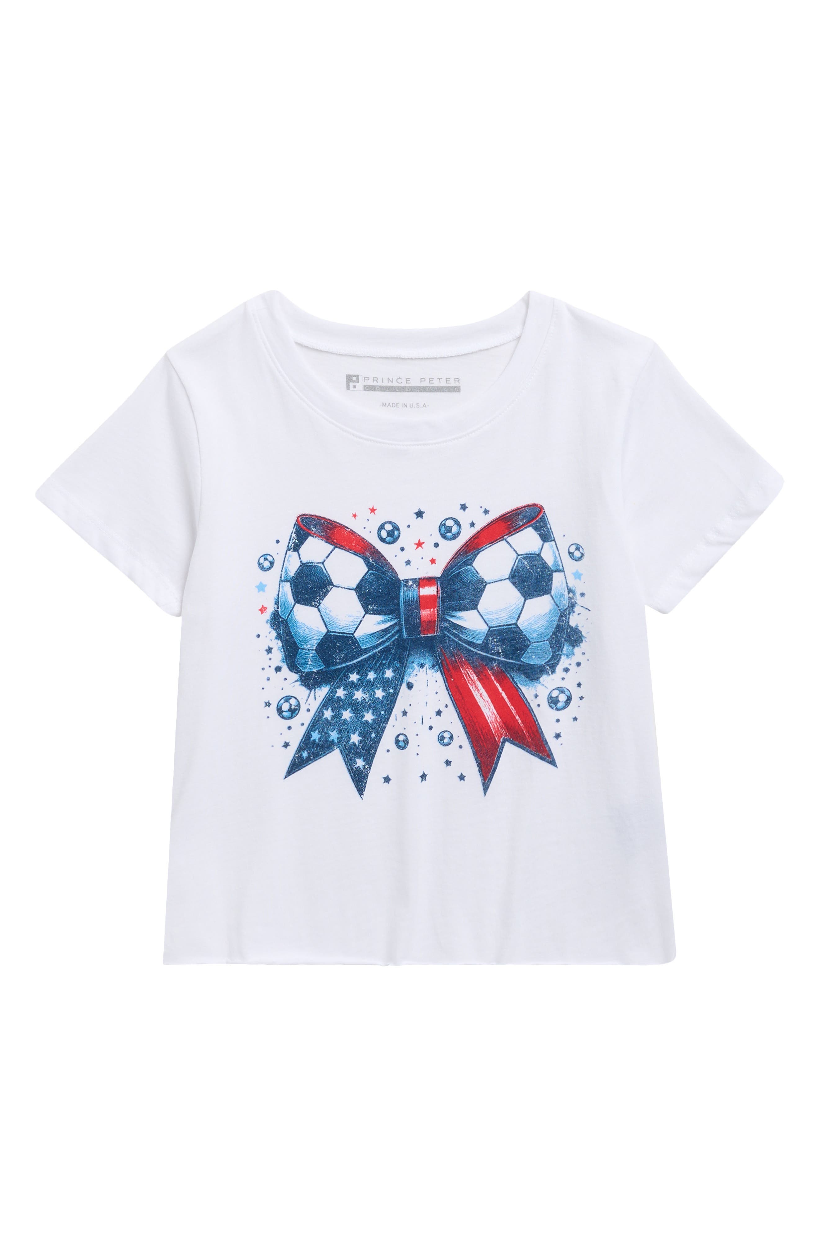 Prince Peter Kids' USA Soccer Bow Crop Graphic T-Shirt
