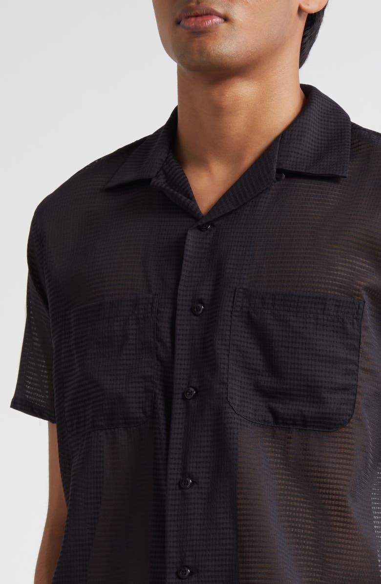 BEAMS Nylon Mesh Camp Shirt, Alternate, color, 19 Black