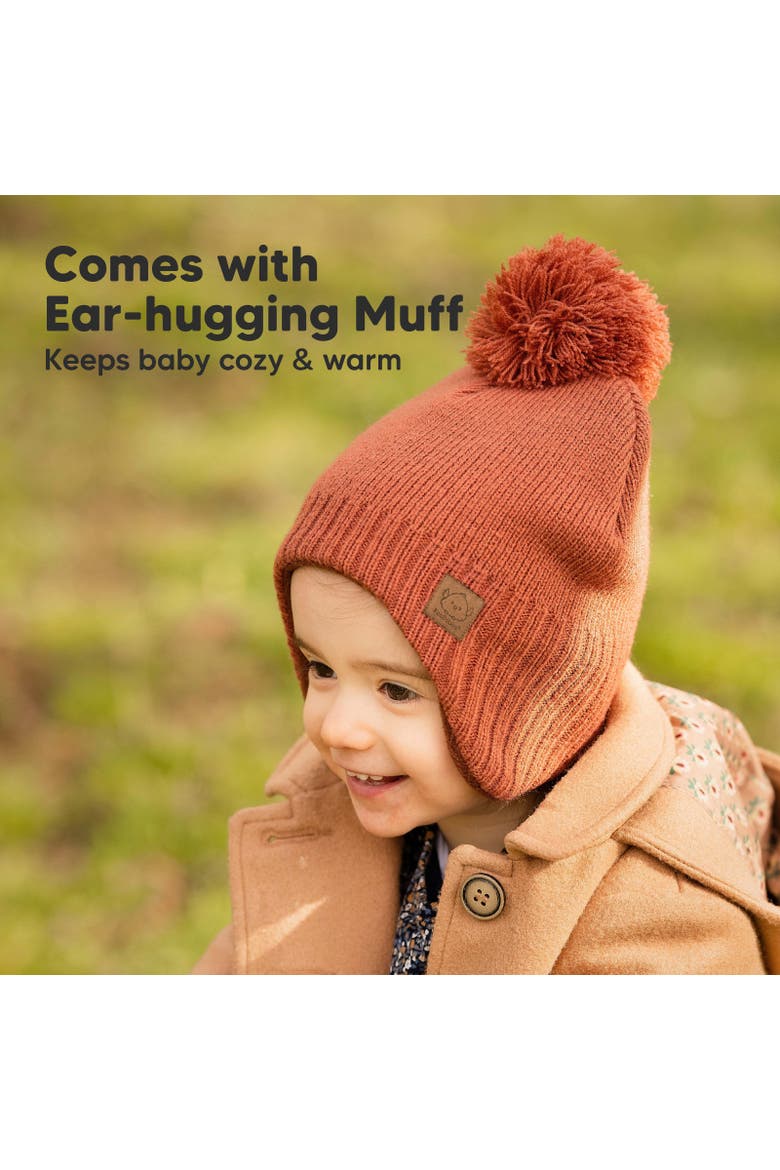Muff Knitted Beanie, Alternate, color, Clay